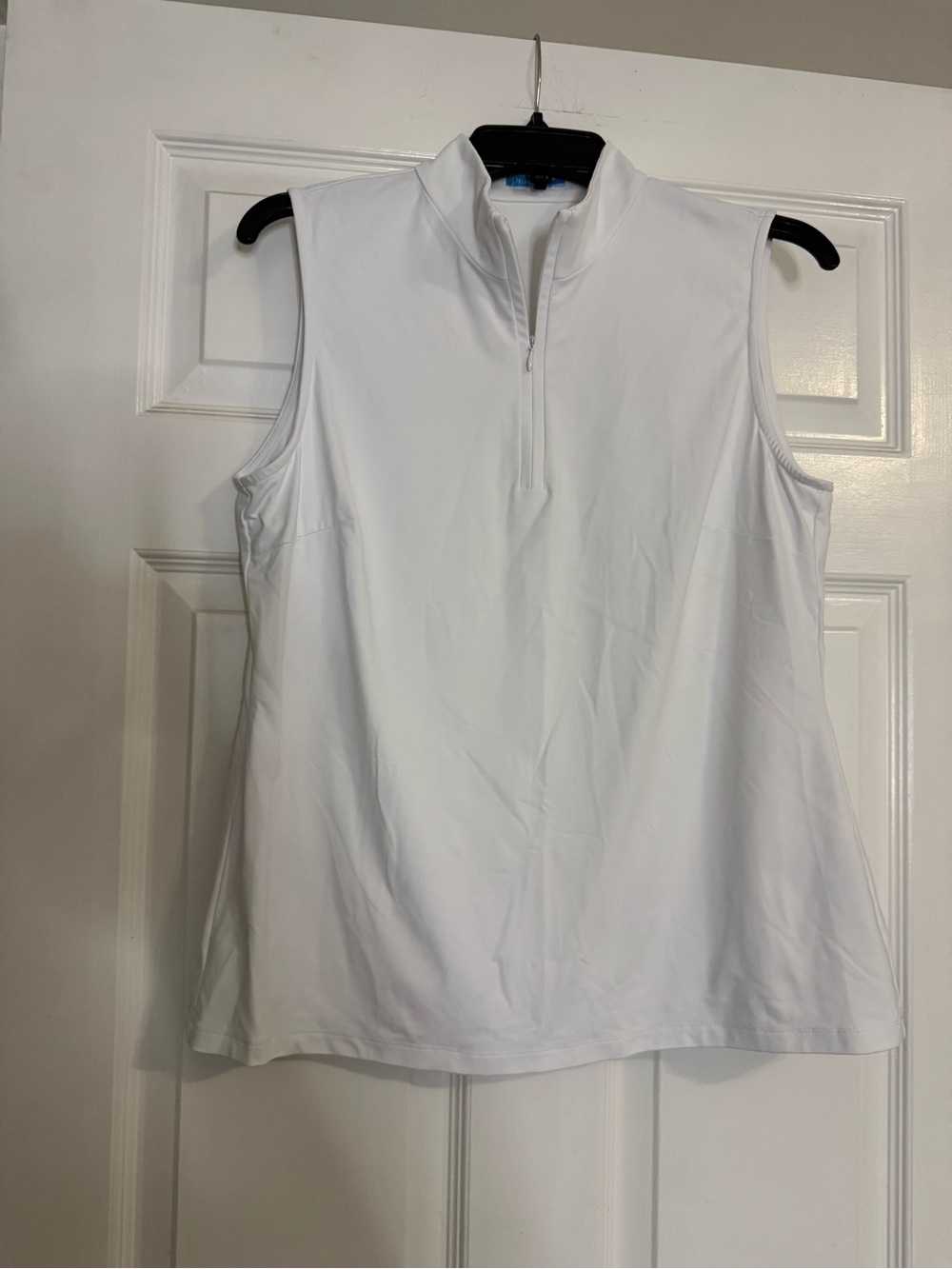 J. McLaughlin White Sleeveless Quarter-Zip Athletic Tank